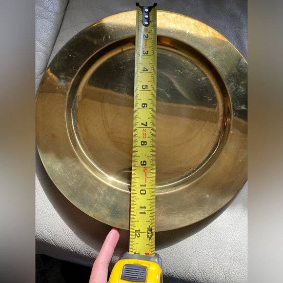 Set of 2 Brass Charger Plates-Vintage 11 3/4” India - Picture 3 of 12